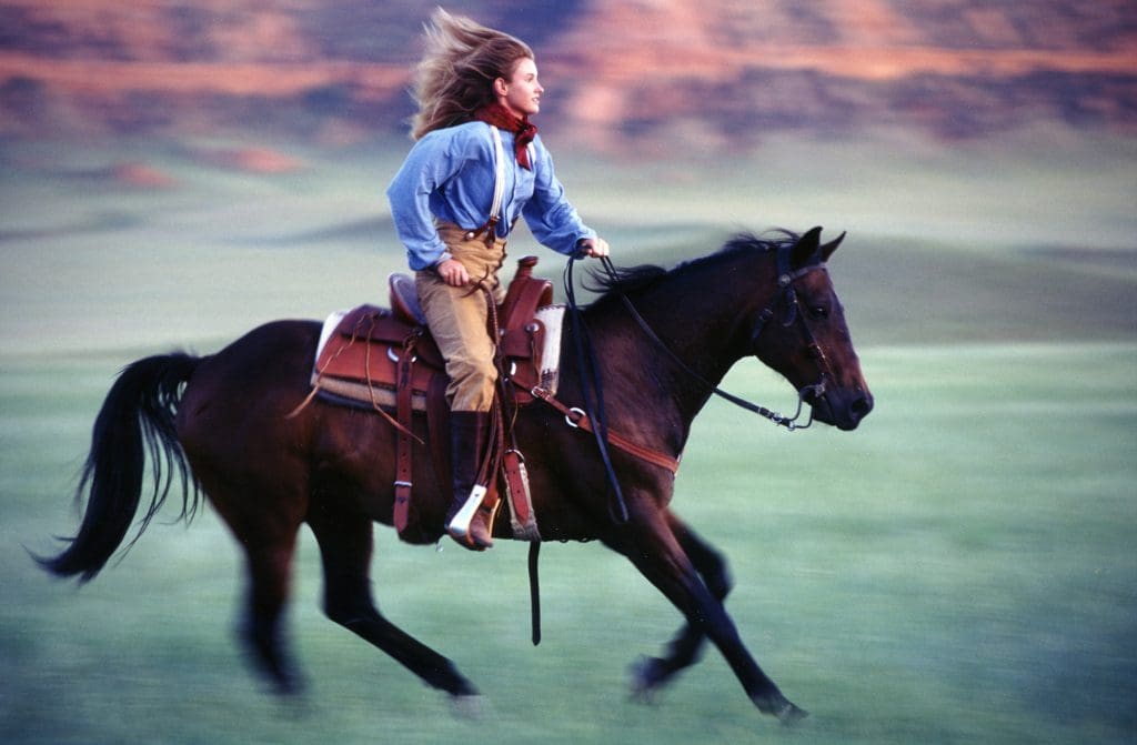 Elaine Dabney on Dan at Willow Creek Ranch, Wyoming